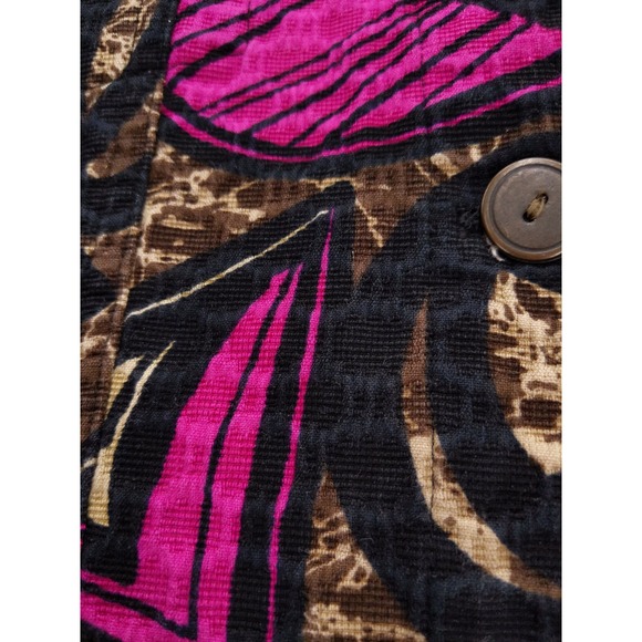 Chicos Jacket Size 3 XL Bold Floral Print Textured Lined Button Front - Picture 5 of 8